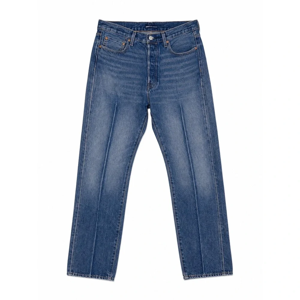 Levis Made & Crafted 501 Original Fit Jeans Blue Creased Denim Mens 33x34